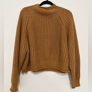 Roolee mock neck pullover knit sweater size large orange burnt rust wool blend
